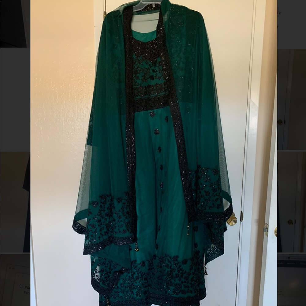 Green custom made Pakistani dress shalwar
